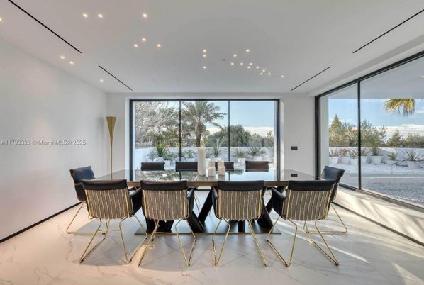 Dining room, Interior, Marble, Recessed Lighting