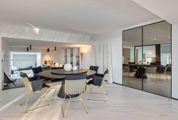 Dining room, Interior, Marble, Recessed Lighting