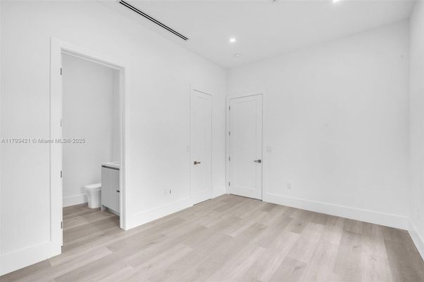 Bathroom, Empty room, Interior, Recessed Lighting, Wood Texture Flooring