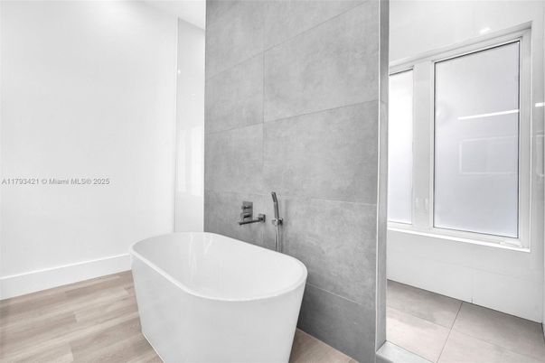 Bathroom, Free Standing Baths, Interior, Wood Texture Flooring