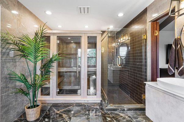 Bathroom, Glass Shower, Interior, Marble, Recessed Lighting
