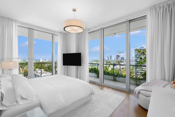 Bedroom, Interior, Pendant Lights, Wood Texture Flooring