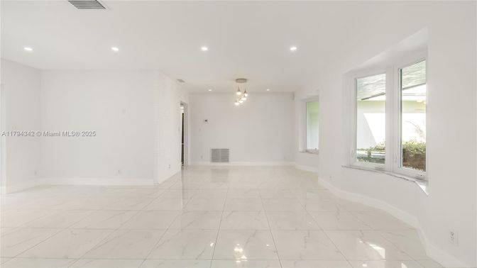 Empty room, Interior, Marble, Pendant Lights, Recessed Lighting