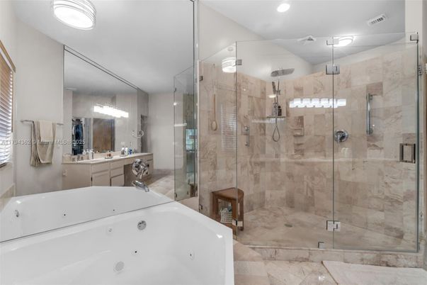 Bathroom, Glass Shower, Interior, Recessed Lighting