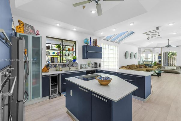 Interior, Kitchen, Living room, Recessed Lighting, Stainless Steel Appliances, Wood Texture Flooring
