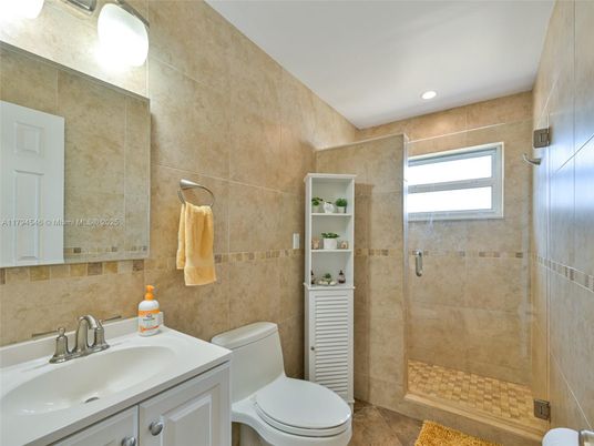 Bathroom, Glass Shower, Interior, Recessed Lighting
