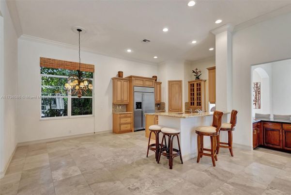 Chandelier, Interior, Kitchen, Pendant Lights, Recessed Lighting, Stainless Steel Appliances
