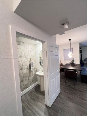 Bathroom, Dining room, Interior, Pendant Lights, Wood Texture Flooring