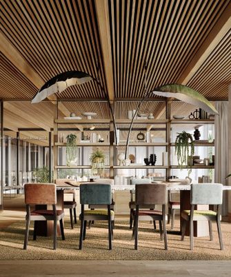 Dining room, Interior, Wood Texture Flooring