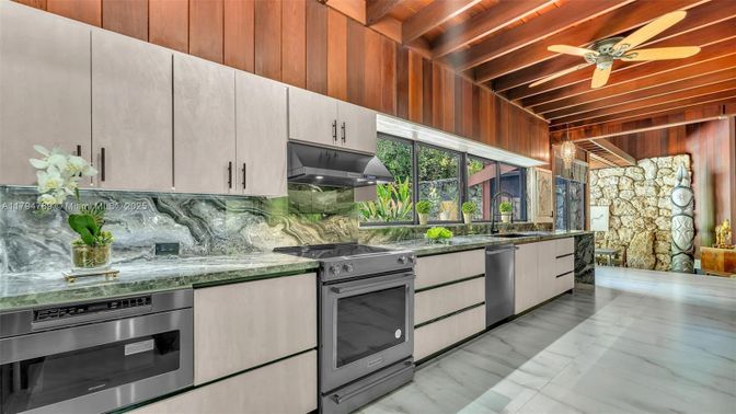 Interior, Kitchen, Stainless Steel Appliances, Stone Walls, Wooden Beams, Wooden Ceilings