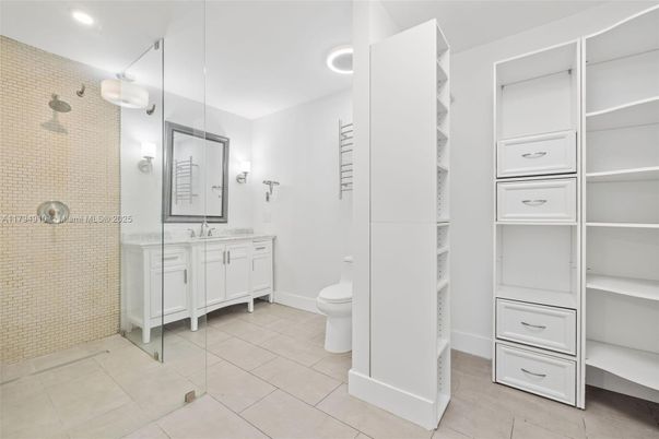 Bathroom, Dual Sink Vanities, Glass Shower, Interior, Recessed Lighting