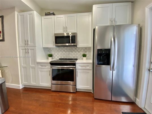 Interior, Kitchen, Stainless Steel Appliances, Wood Texture Flooring