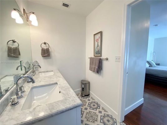 Bathroom, Dual Sink Vanities, Interior, Wood Texture Flooring