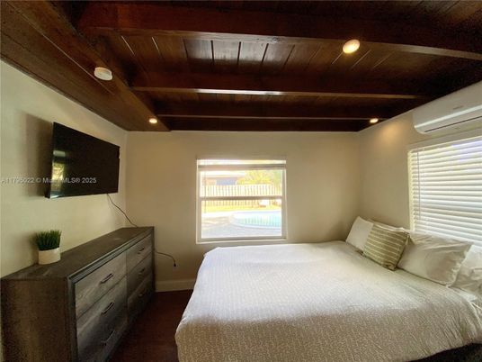 Bedroom, Interior, Recessed Lighting, Wooden Beams, Wooden Ceilings, Wood Texture Flooring