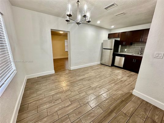 Interior, Kitchen, Pendant Lights, Recessed Lighting, Wood Texture Flooring