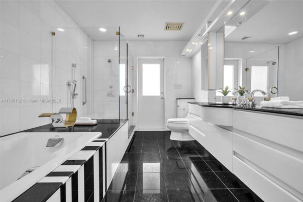 Bathroom, Dual Sink Vanities, Glass Shower, Interior, Recessed Lighting