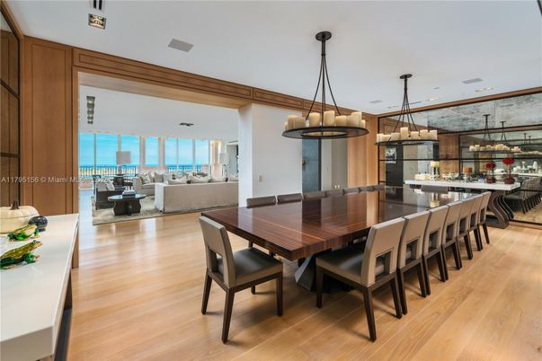 Chandelier, Dining room, Interior, Living room, Pendant Lights, Recessed Lighting, Wood Texture Flooring