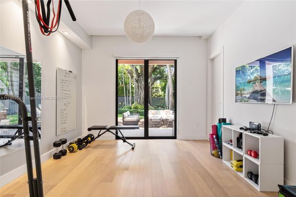 Fitness Equipment, Interior, Pendant Lights, Wood Texture Flooring