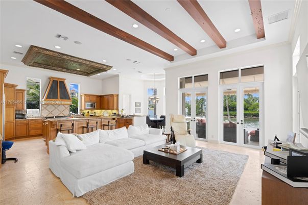 Dining room, Interior, Kitchen, Living room, Pendant Lights, Recessed Lighting, Wooden Beams