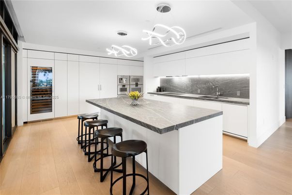 Interior, Kitchen, Pendant Lights, Stainless Steel Appliances, Wood Texture Flooring