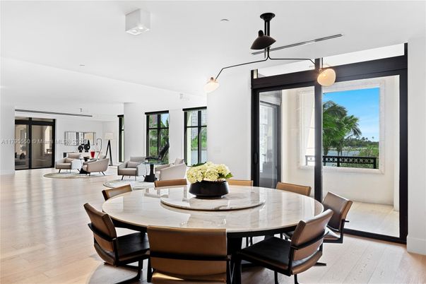 Dining room, Interior, Living room, Pendant Lights, Wood Texture Flooring