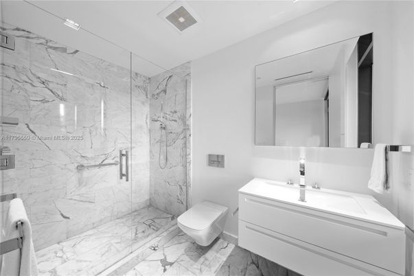 Bathroom, Glass Shower, Interior, Marble, Marble Walls
