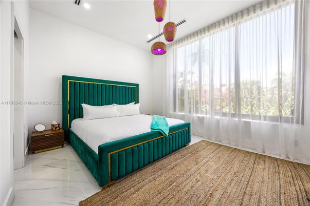 Bedroom, Interior, Marble, Pendant Lights, Recessed Lighting