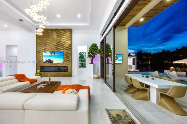 Billiard Table, Fireplace, Game Room, Interior, Living room, Marble, Pendant Lights, Recessed Lighting