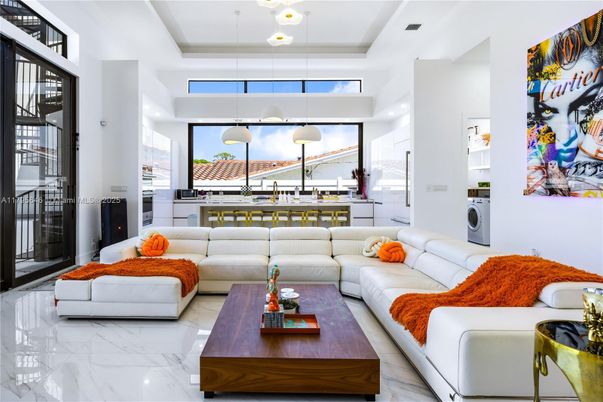 Interior, Kitchen, Living room, Marble, Pendant Lights