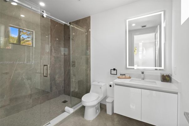 Bathroom, Glass Shower, Interior, Recessed Lighting