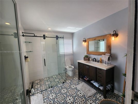 Bathroom, Dual Sink Vanities, Glass Shower, Interior, Recessed Lighting