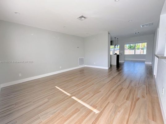 Empty room, Interior, Pendant Lights, Recessed Lighting, Wood Texture Flooring
