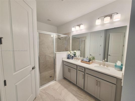 Bathroom, Dual Sink Vanities, Glass Shower, Interior