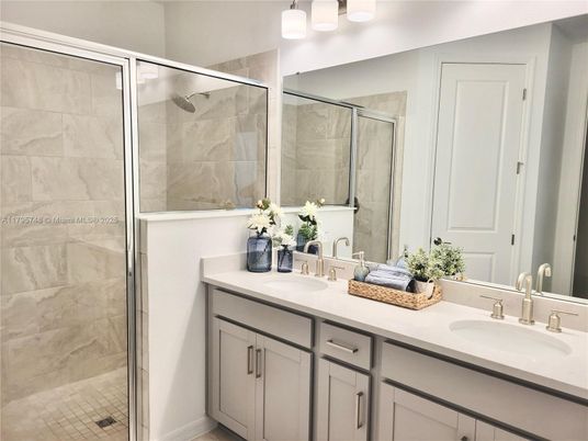 Bathroom, Dual Sink Vanities, Glass Shower, Interior