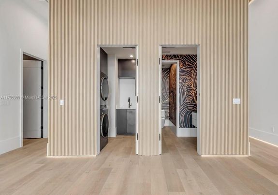 Interior, Recessed Lighting, Utility Closets, Washer, Wood Texture Flooring