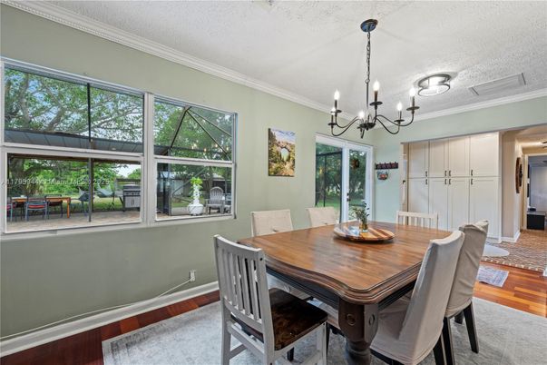 Chandelier, Dining room, Interior, Wood Texture Flooring