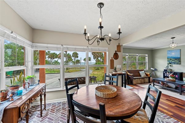 Chandelier, Dining room, Interior, Sun Room, Wood Texture Flooring