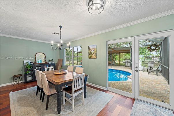 Chandelier, Dining room, Interior, Wood Texture Flooring