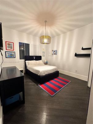 Bedroom, Interior, Pendant Lights, Wood Texture Flooring