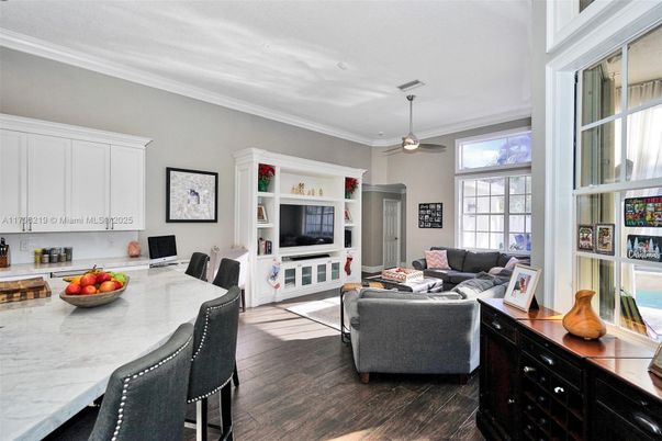 Dining room, Interior, Living room, Pendant Lights, Wood Texture Flooring