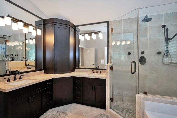 Bathroom, Dual Sink Vanities, Glass Shower, Interior