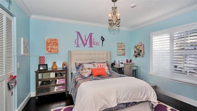 Bedroom, Chandelier, Interior, Wood Texture Flooring