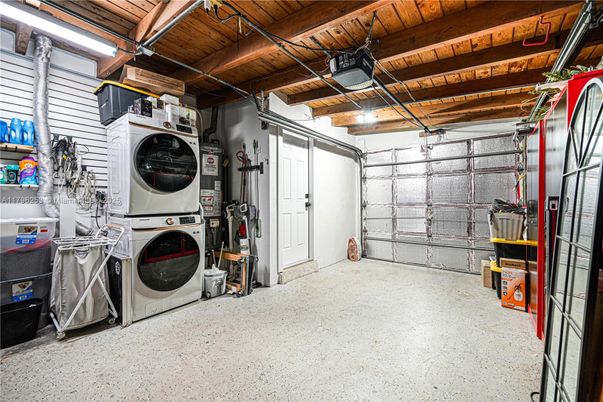 Garage, Interior, Utility Closets, Washer, Wooden Beams, Wooden Ceilings