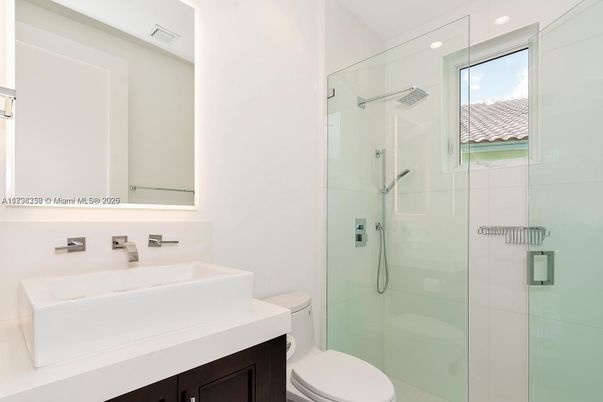 Bathroom, Glass Shower, Interior, Recessed Lighting