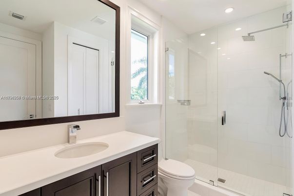 Bathroom, Glass Shower, Interior, Recessed Lighting