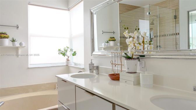 Bathroom, Dual Sink Vanities, Glass Shower, Interior