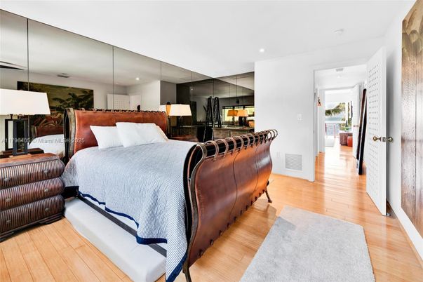 Bedroom, Interior, Pendant Lights, Recessed Lighting, Wood Texture Flooring