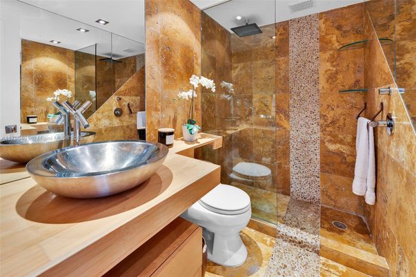 Bathroom, Glass Shower, Interior, Recessed Lighting