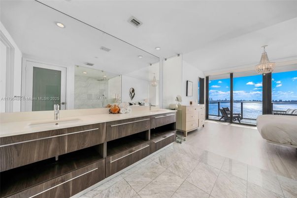 Bathroom, Chandelier, Dual Sink Vanities, Interior, Recessed Lighting, Water