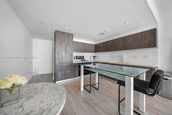 Interior, Kitchen, Recessed Lighting, Wood Texture Flooring